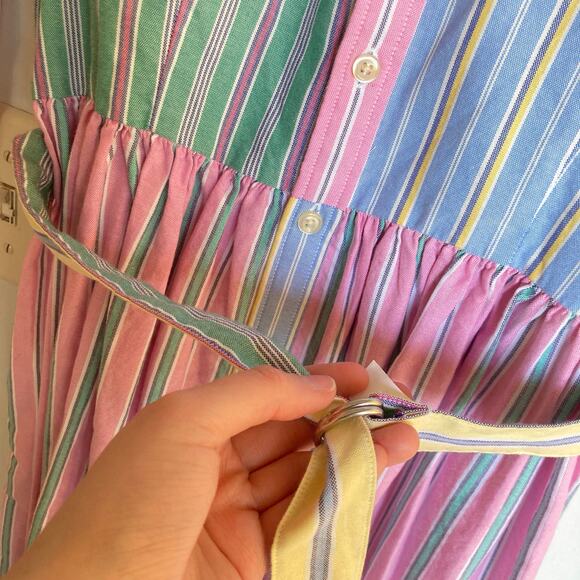 NWT Ralph Lauren Girls 14 Multicolor Belted Cotton Oxford Fun Shirtdress Preppy - Picture 7 of 14